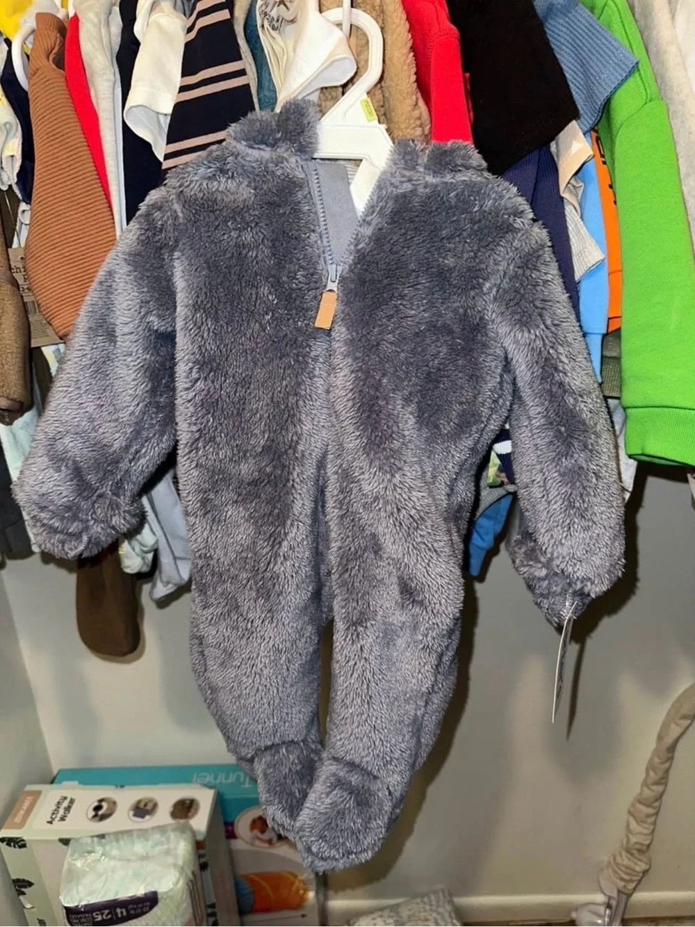 NWT Carter’s Baby Hooded Sherpa Jumpsuit in Blue